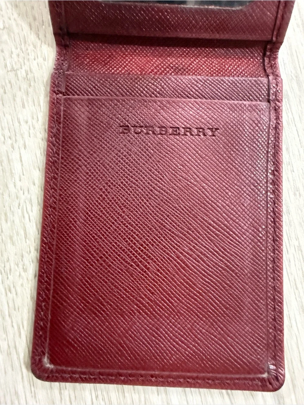 Burberry Nova Check Card & ID Holder, Burgundy trim
